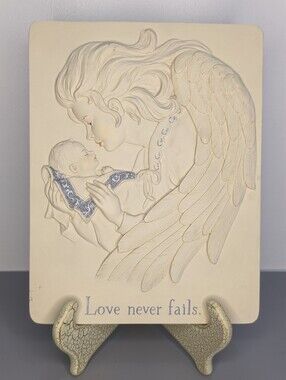 Sarahs Angels Love Never Fails Mother And Child Plaque Vintage Collectible Stand
